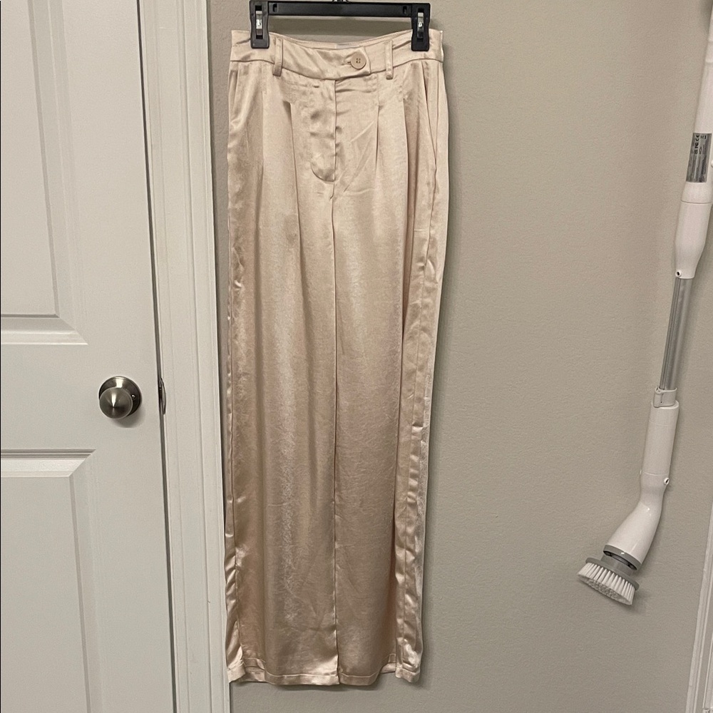 Princess Polly Huxley Satin Champagne Pants